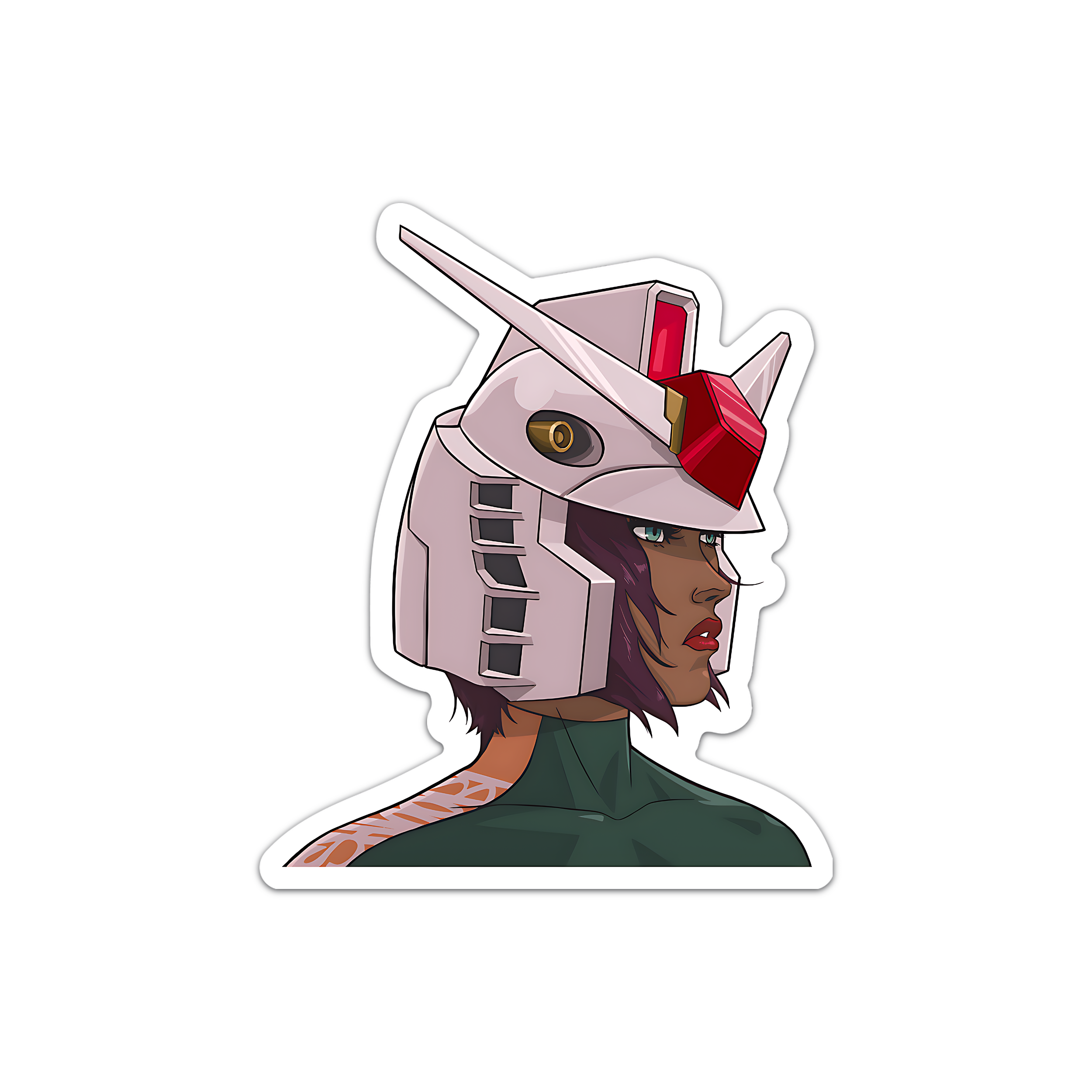 Polkaduck Gundam Head Decal – Laptop, Car Window, Bumper, Helmet, 5.2x6.69 Inch
